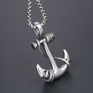 Collier avec pendentif ancre en acier inoxydable, bijoux pour homme SP408, chaîne incluse - Product Image 2