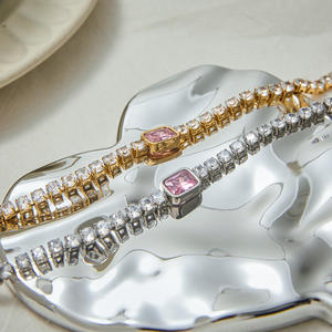 LUCKYJIU водонепроницаемый, не вызывающая потускнение, гипоаллергенный, опт, изготовленный на заказ, 18-каратный позолоченный модный циркониевый Теннисный браслет из нержавеющей стали - Product Image 3