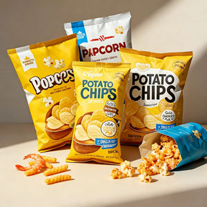 Bolsa de embalaje personalizada al por mayor, diseño de bolsa vertical para alimentos secos, patatas fritas crujientes, aperitivos, embalaje para patatas fritas, bajo MOQ - Product Image 1