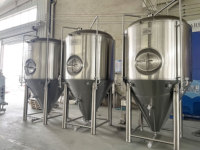 Système de brassage avec cuve de fermentation de 1000L, trappe d'accès supérieure, valve de purge et port de brassage à sec pour système de brassage