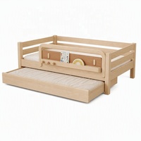 Canapé-lit pour enfants KUKU en bois de frêne massif, gain de place, avec plateforme de couchage supplémentaire escamotable pour les chambres modernes