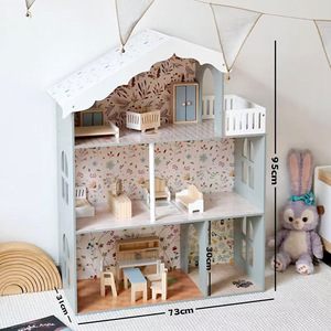 Villa nórdica Retro DIY Mini muebles de madera conjunto multipersona interactivo paraíso para niños actividad Casa de juguete casas de muñecas - Product Image 6