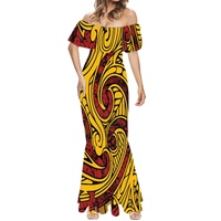 Nouvelle Robe de Soirée Sirène Élégante pour Femme, Grande Taille, Imprimé Plage, Longue, Épaules Dénudées, Respirante, Style Personnalisé