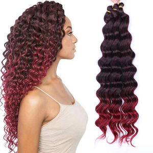 Extensions de <span class=keywords><strong>cheveux</strong></span> synthétiques PET Ocean Wave au crochet, 20 pouces, bouclées, tressées, trame simple, 80g, ondulations profondes, courtes et ondulées pour femmes - Product Image 1