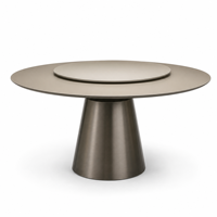 Table à manger moderne ronde en verre BRT906-1.5 1500 mm avec base en métal, table de salle à manger pour hôtel, appartement, villa