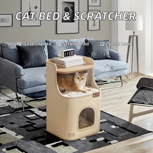 ที่นอนแมวทรงกระบอกขนาดเล็ก ประหยัดพื้นที่ ดีไซน์แรงบันดาลใจจากการ์ฟิลด์ พร้อมที่ลับเล็บทำจากใยไซซอล/โพลีเอสเตอร์ สำหรับต้นไม้แมวและที่ลับเล็บ - Product Image 2