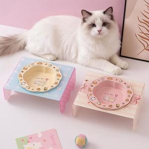 Comedero Elevado de Cerámica para Gatos con Soporte Acrílico, Protección para el Cuello, Plato Elevado para Comida y Agua, Anti-Manchas Negras en la <span class=keywords><strong>Barbilla</strong></span> - Product Image 1