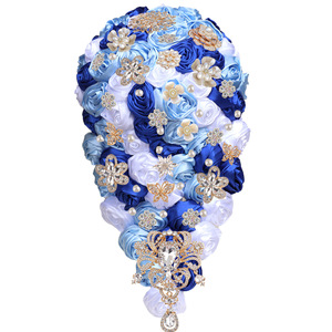 16*32*23cm nhiều màu đám cưới Thác cô dâu bó hoa Rhinestone Ribbon <span class=keywords><strong>Rose</strong></span> Bridal bó hoa - Product Image 5