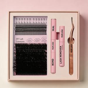 Kit <span class=keywords><strong>de</strong></span> Extensiones <span class=keywords><strong>de</strong></span> Pestañas DIY <span class=keywords><strong>de</strong></span> Marca Privada al por Mayor, Pestañas Postizas en Racimo, Pestañas Postizas con Puntas Esponjosas - Product Image 2