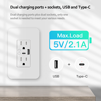 Prise murale intelligente WiFi Tuya, norme américaine, 2 prises, AC 240V, chargeur Type-C et USB, protection contre les surcharges, compatible avec Alexa/Google