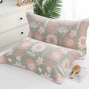 Taie d'oreiller en gaze de coton Qidou 52x78 cm, imprimé tournesol bleu, douce et respirante, pour adultes et couples - Product Image 4