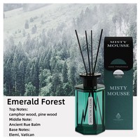 Ensemble diffuseur de roseau de luxe classique bouteille en verre vert parfum de maison avec 4 bâtons noirs pour la décoration de la chambre
