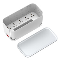 Multiprise en plastique 1 prise, rallonge 2m, USB, protection enfant contre les chocs électriques, boîte de rangement