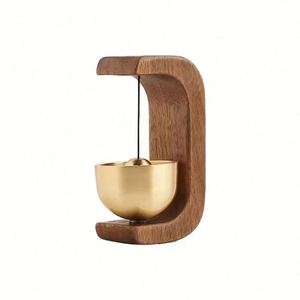 Sonnette magnétique Art Déco - Décoration multifonctionnelle pour la maison et la voiture avec cloche en bois de hêtre et en cuivre - Product Image 1