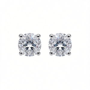 Orecchini in Oro Bianco con Diamanti Taglio Brillante Rotondo Colore D Naturali Certificati GIA Stile Classico Gioielli da Fidanzamento per Donne - Product Image 1