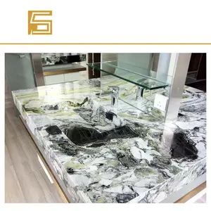 China esmeralda fria mármore slab & telha gelo jade verde mármore para decoração interior ilha bancada