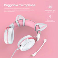 ONIKUMA X10 Headset Gaming Berkabel dengan Telinga Kucing, Lampu RGB, Headphone Stereo Over Ear, Mikrofon Boom untuk PC