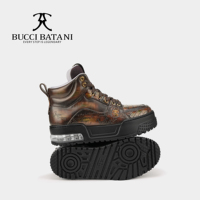 BUCCI BATANI Chaussures décontractées pour hommes en tissu jaune-vert, tige en tissu Scabal, semelle extérieure en caoutchouc XL SC100-E007