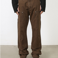 Venta caliente Retro Mediados de cintura Cargo Pantalones Custom Washed Loose Fit Hammer Loop Baggy High Street Vintage Impermeable Sólido-Venta al por mayor