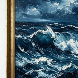 Pintura al Óleo de Olas Impactantes con Textura Intensa Pintada a Mano, Paisaje Marino Azul Marino Majestuoso, <span class=keywords><strong>Arte</strong></span> de Pared en Lienzo para Sala de Estar - Product Image 3