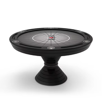 Table de poker professionnelle de luxe moderne pour l'intérieur, 6 places, ronde, imperméable, en feutre, avec porte-gobelets, plateau à jetons, table de jeu en bois de casino