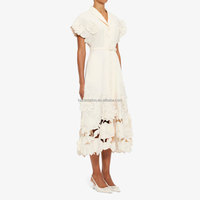 Robe longue maxi florale brodée de luxe, tissée, lavable, personnalisée, de haute qualité, vente en gros, faible MOQ 50 pièces, pour femmes, directement de l'usine