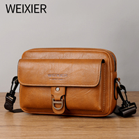 Großhandel Hochwertige PU-Leder Mode Casual Herren Umhängetasche mit Reißverschluss Wasserdichte Messenger-Tasche Kleine Quadratische Schultertasche