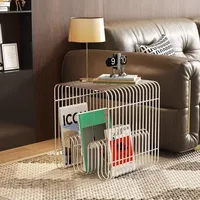 Estante Metálico Minimalista Moderno - Organizador Versátil de Pared o Suelo para Sala de Estar, Mesa de Centro, Lateral de Sofá o Mesa de Noche