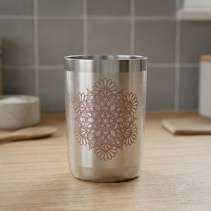 Tasse de voyage isotherme à double paroi en acier inoxydable avec motif floral mandala, style bohème unisexe, pour boissons chaudes - Product Image 5