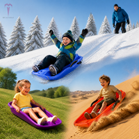 Toboggan pour enfants avec poignée de frein et poignée de transport, 6 couleurs, plastique HDPE léger avec corde de traction, 120 kg, jouet d'hiver pour l'extérieur