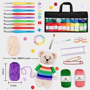 DIY 103 pièces crochet kit laine crochet ensemble débutant tricot outil ensemble Portable voyage Crochet sac matériel paquet pour tricoter