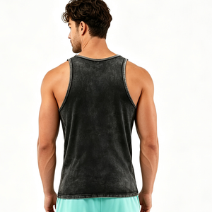 Débardeur pour homme lavé, logo personnalisé, haute qualité, 100% coton pur, débardeur pour homme - Product Image 4