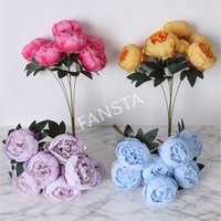 Bouquet de 7 pivoines artificielles en soie de style européen, fleurs artificielles pour mur floral de mariage, décoration de table et arrangement floral