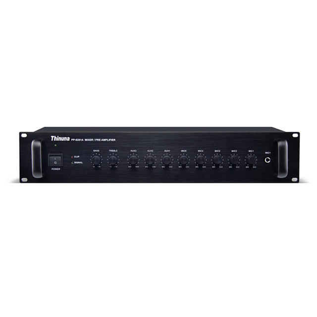 Thinuna PP-6281A Wholesale Price Preamplifier PA System Mixer Pre Amplifier With 5 Microphone Inputs/ 3 Auxiliary Inputs