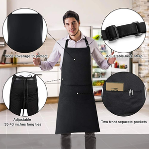 <span class=keywords><strong>Delantal</strong></span> de poliéster para adultos con bolsillo, de alta calidad, económico, con diseño personalizado, de algodón, para jardinería, cocina, limpieza, color negro. - Product Image 5