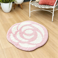 Tapis personnalisé en forme de rose rose, tufté à la machine, doux et moelleux, tapis floral pour la chambre à coucher, le salon, antidérapant
