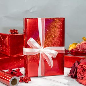 Papel de Regalo al por Mayor Personalizado Original con Láser Rojo Metálico Holográfico Colorido con Estrellas para Envolver Regalos de Cumpleaños y Fiestas - Product Image 2