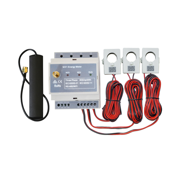 IAMMETER Bidirectional DIN Rail Solar Monitoring System Modbus TCP/RTU Three Phase WiFi Energy Meter with 500A Capacity WEM3080T