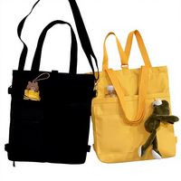 Sac fourre-tout bandoulière en toile pour femme avec fermeture éclair, couleur contrastante, style frais et doux, idéal pour étudiants transportant des fournitures de tutorat, été