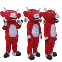 Costume de mascotte en peluche personnalisé Qiman, taille adulte, personnage de vache rouge, costume promotionnel, unisexe, costume d'Halloween