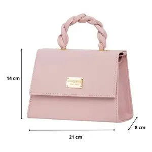 Bolso Bandolera Fana Unica Lena Pequeño con Pétalos Rosados, Material PU, Cierre Magnético, Bolso Mensajero para Mujer, Uso Diario en Todas las Temporadas - Product Image 4
