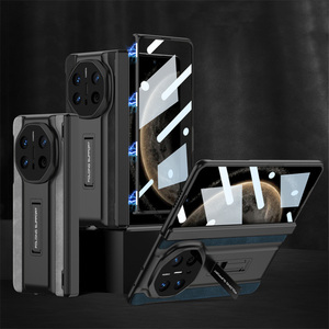 Lüks mat deri manyetik menteşe koruma braketi tam vücut darbeye vaka temperli Film ile Huawei Mate X6 için kapak - Product Image 1