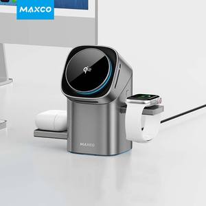 Cargador Inalámbrico MAXCO 3 en 1 MW15 con Protocolo Qi2, Control Táctil Completo, Succión Magnética Giratoria y Carga Rápida Mejorada - Product Image 4