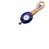 Pendentif en corde de chanvre fait à la main avec un œil maléfique, charme bleu porte-bonheur turc pour la décoration de la maison, de la chambre à coucher, du salon, cadeau mural G2AB