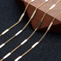 C65 Lote de 3m, Componentes y Fornituras de Joyería, Cadena para Hacer Joyas a Mano, Cumple con REACH, Sin Níquel, Bañado en Oro de 18k, Cobre, para Pulsera y Collar