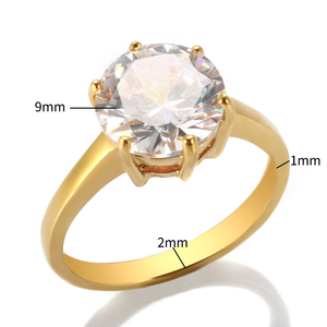 Bague Vintage <span class=keywords><strong>2026</strong></span> en Acier Inoxydable Plaqué Or Tendance avec Zircon Blanc Délicat de Haute Qualité pour Mariage - Product Image 3