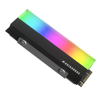 Refroidisseur SSD ASIAHORSE M.2 2280 ARGB avec trois pads thermiques M.2 en aluminium et acier 6 broches 5V pour boîtier d'ordinateur