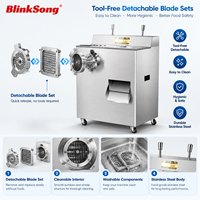 Machine à trancher et hacher la viande automatique BlinkSong, haute efficacité, en acier inoxydable SUS304, pour les commerces de transformation alimentaire, capacité 50 kg
