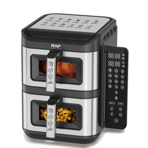 Friteuse à air numérique grande capacité 6L+6L 2800W, double couche, 2 paniers, avec fenêtre de visualisation - Product Image 6