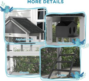 Casa de Pájaros de Madera de Lujo con Soportes para Aves Grandes, Desmontable, Segura y Espaciosa, para Uso en Exteriores, Color Gris - Product Image 6
